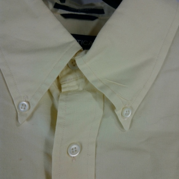 Nautica Yellow Button Down Men's Dress Shirt L - Picture 4 of 7